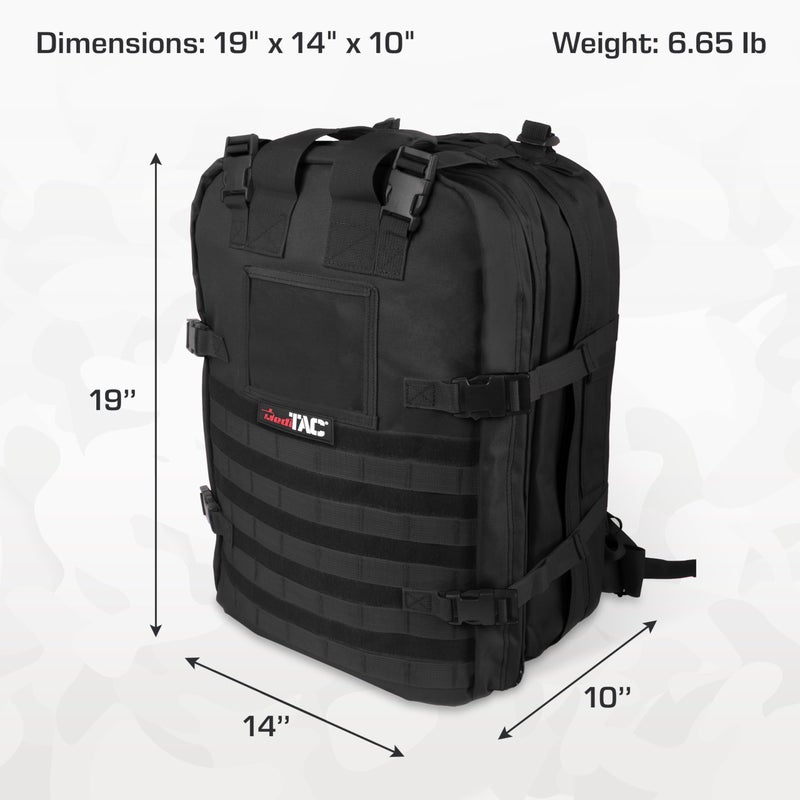 MediTac Deluxe Special Ops Tactical Field Medical Stomp Pack - Largest Backpack for all Gear & Equipment - Black - Image 2